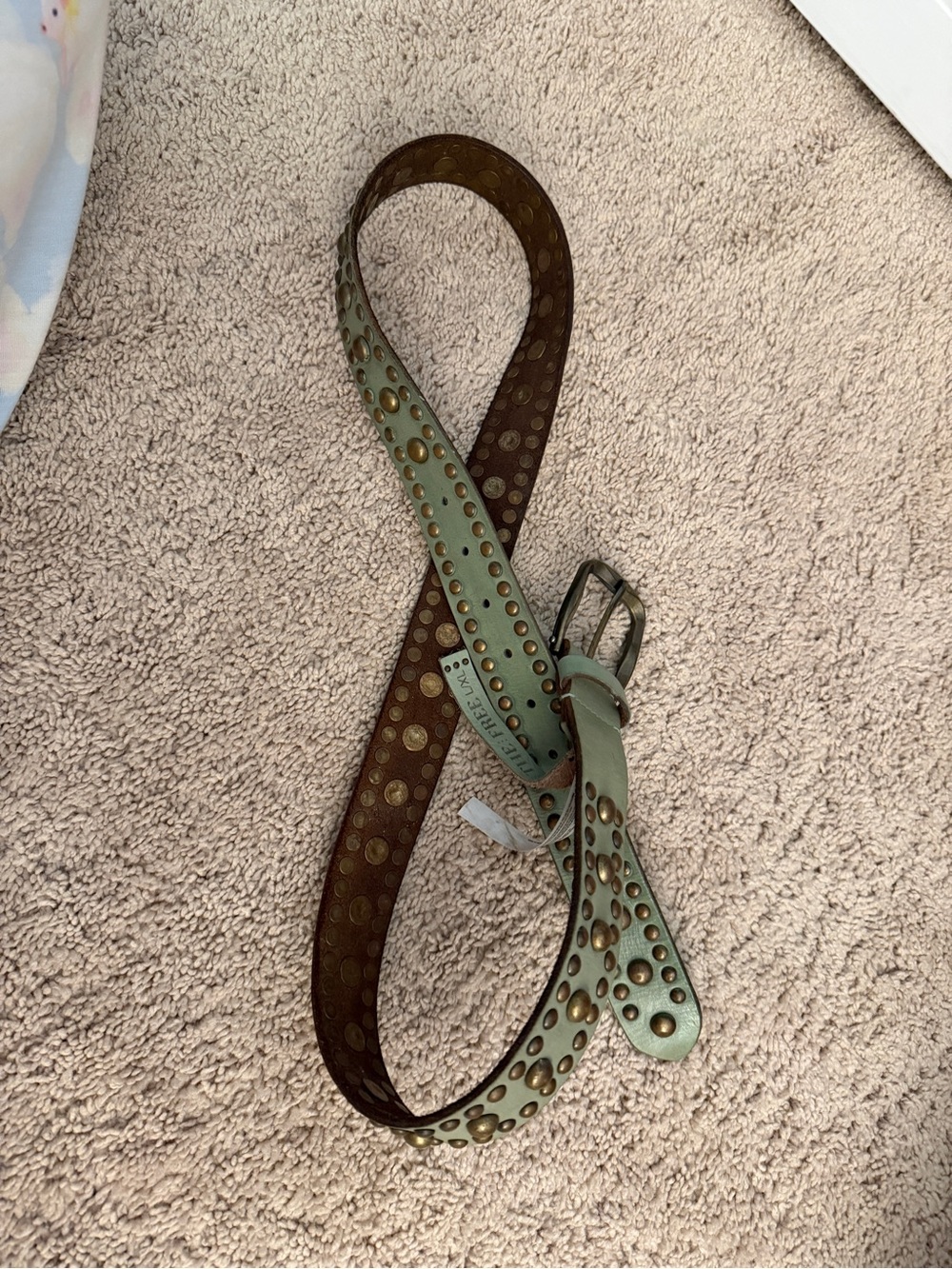We The Free Mint Green Studded Leather Belt